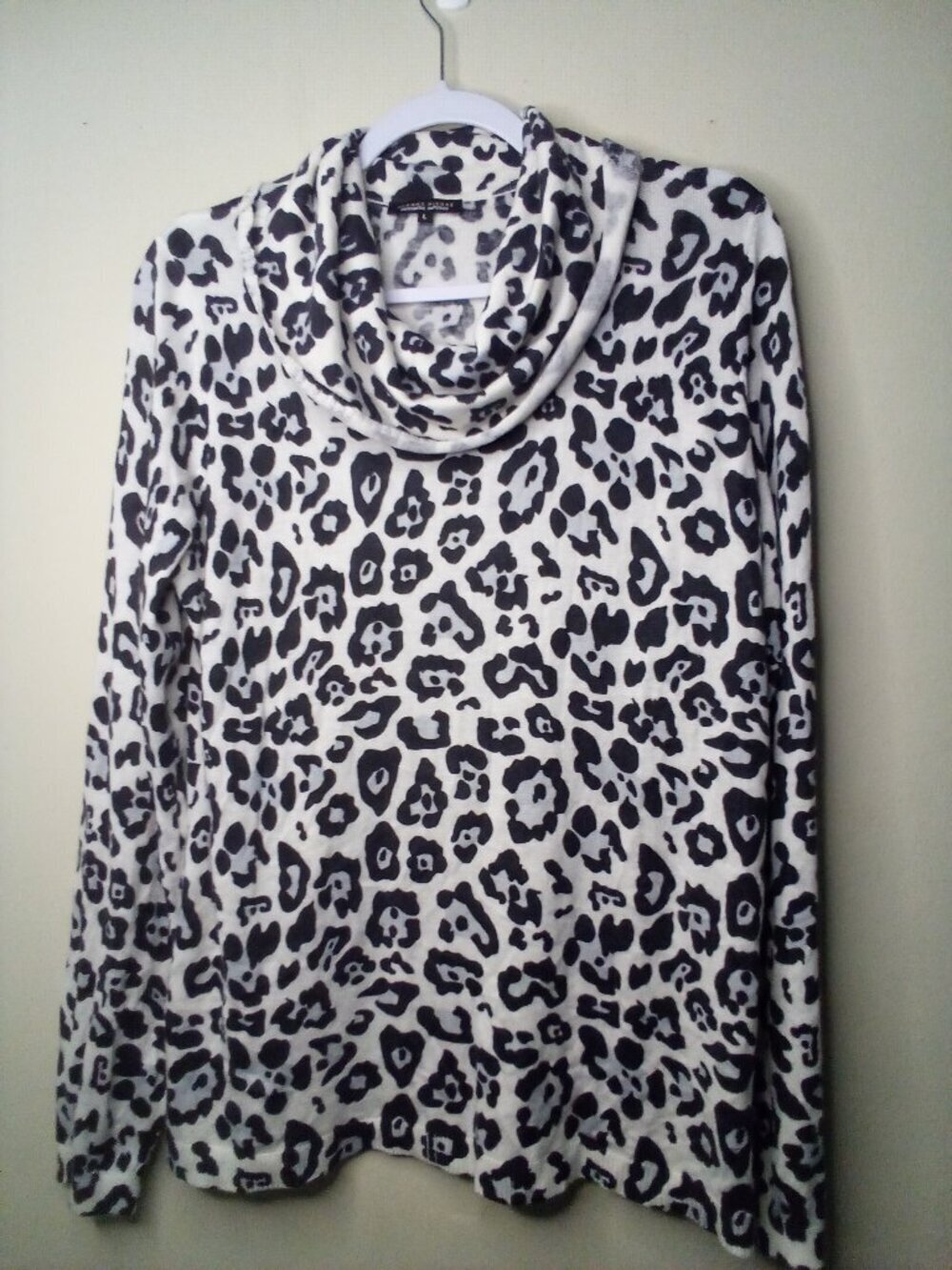 Jeanne Pierre Cashmere Infused Sweater Women L Cowl Neck Animal Print